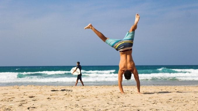 yoga man beach