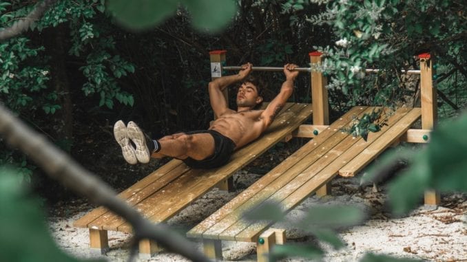 abs outdoors shirtless